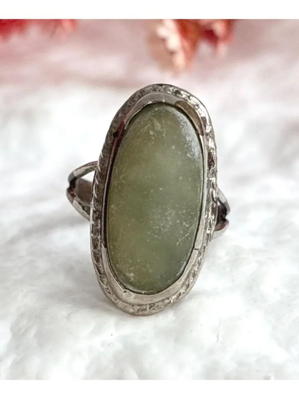 Connemara Marble Ornate Split Shank Sterling Silver 925 Vintage Ring - sz 5.5
